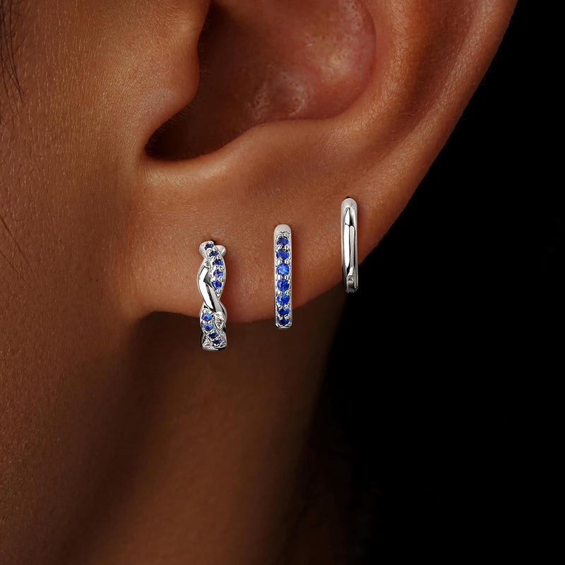 Inerney 14K Gold Plated Huggie Hoop Earrings for Women, Small Sterling Silver Earring Set Hypoallergenic Cartilage Helix Stacks, Mini Dainty Cute Trendy Birthstone Jewelry Gift for Multiple Piercings - Image 2